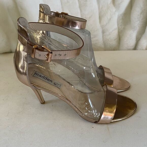 Madden girl Rose gold ankle strap sandals adjustable buckle heels size 11 - Picture 1 of 16
